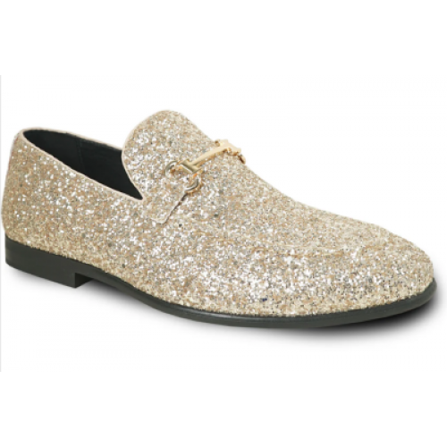 Gold Sparkle Slip-on Tuxedo Shoes